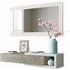 amuéblate online Ingresso con cassetto e specchio, mobile da ingresso, modello Monza, dimensioni: 95 cm (larghezza) x 19 cm (altezza) x 26 cm (profondità), legno, bianco Artik e rovere Alaska