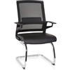 HJH Office 732105 Sedia Cantilever con Braccioli INVENTOR V PRO Poltroncina a Sbalzo con Schienale in Tela Traspirante, Per Sale Attesa E Conferenze, Similpelle Nero