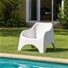 Dmora Poltrona da Esterno Rotonda 81x79 cm Bianco Una Sedia, Braccioli Made in Italy