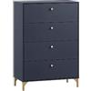 Schildmeyer Comò Alfa in legno blu notte/oro, 80 x 40 x 116,7 cm