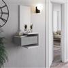 Dmora Mobile da Ingresso Seto 43x32x90h cm Bianco Specchio Incluso un Cassetto, Installazione Sospesa