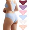 ALL OF SHE Confezione da 6 mutande da donna senza cuciture, con bordo ondulato, biancheria intima morbida e confortevole, traspirante, taglie S-XXL, Confezione da 6 pezzi, M