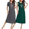 Jahetuul Camicia da Notte Donna Manica Corta Confezione da 2 con Stampa Cuori Camicie Notte Cotone Estiva Scollo Rotondo Maglia per Casa Casuale