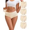 INNERSY Culotte Donna Senza Cuciture Slip Invisibili Vita Alta Mutande Elasticizzato Pacco da 4 (XL, Nero, Rosa, Albicocca, Leopardo)