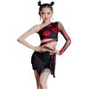 Generic Vestito da Ballo Latino per Bambine e Ragazze Leopardato Professionale per spettacoli di Danza Samba Rumba Jazz cha cha,Nero,120