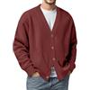 Generisch Giacca da uomo con scollo a V, look casual Kardigan come top casual per autunno e tutti i giorni, morbido misto lana in taglie forti, design retrò con bottoni, Stile/N07 rosso, 5XL