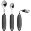 HENGBIRD Parkinson, posate adattive, set di posate flessibili, portatili, posate per Parkinson, anziani disabili, posate antiscivolo (grigio 3)