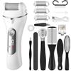 Foydream Pedicure Elettrico,Calli Piedi Rimozione con 3 Rulli Ricaricabile Raspa Piedi Professionale Kit per Piedi Rimozione Calli Pelle Dura Secca (Bianco e grigio)