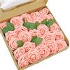 Ruiuzioong Fiori Artificiali Rosa 25pcs Reale Cercando Rose Finte con Gambo per Matrimonio Fai da Te Mazzi Centrotavola Disposizione Partito Casa Arredamento (25 Pezzi, rosa chiaro)