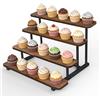 GHWMYD Alzatine per Cupcakes, 4 Livelli Alzata per 20 Torte Display, Porta per Dolci e Alzatine per Buffet, Supporto Espositore in legno per Dolci e Frutta, Nuziali Compleanno Partito Baby Shower