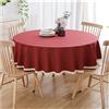 CIEEIN CIEHT Cotone Lino Tovaglia Rotonda Diametro 90cm-280cm Lavabile Lavatrice Hotel Ristoranti Conferenze Eventi Feste Copritavolo Rosso Diametro 140cm