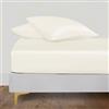 LINENWALAS Lenzuolo con angoli 100% Tencel Lyocell con elastico sicuro aderente tutto intorno, tasca profonda da 40 cm - Biancheria da letto in seta di eucalipto più fresca e morbida (avorio/bianco