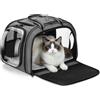 Pecute Trasportino per Gatti Borsa per Il Trasporto di Animali Domestici con Telaio in Acciaio Anti-deformazione da 7 mm, Tendina Avvolgibile per la Privacy, Finestra a Bolla, Taglia L, Grigio