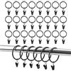 HSYTEK Anelli per tende in metallo con clip, diametro interno 32 mm, anelli neri con clip per asta, finestra, porta, tenda da doccia, filo per bucato (50)