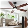 Dorlink Ventilatore da Soffitto con Luci e Telecomando,132cm,6 Velocità, Silenzioso Reversibili, 5 Pale in Legno, Lampada Ventilatore da Soffitto per Camera da Letto Soggiorno, Colore Noce/Negro