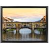 ConKrea Quadro su Tela Canvas INTELAIATO - con Cornice - Ponte Vecchio - Firenze - Toscana Italia - 30x40cm - Stile Moderno Nero - (cod.3332)