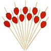 LQTSLFM 100 Stuzzicadenti Decorativi Fragola, Stecchini per Aperitivo Hawaii, Stuzzicadenti Cocktail in Legno, Stuzzicadenti per Feste, Decorazioni Cocktail, per Frutta, Dessert, Torte, Spuntino (Farbe-E)