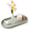 METEOROCK Bagno Vassoio Portaoggetti, 30,5x13,5 cm Ovale Vassoio Decorativo Per Piano Lavabo, Vassoi Marmo In Silicone Con Bordo Smerlato, Eleganti Vassoi e Portaoggetti Per Cosmetici, Profumi Decorazioni Bagno