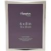 Hampton Frames Cornice portafoto argento 15x20 cm, design elegante in nichel lucido, vetro trasparente, retro velluto grigio, esposizione verticale/orizzontale