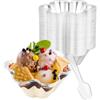 LATERN 60 Pezzi Tazze da Dessert in Plastica con Cucchiai, 240ml Coppette da Dolce a Fiore Forma Bicchieri Trasparenti per Antipasti Ciotole da Portata Riutilizzabili per Dessert Budino Mousse Festa