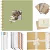 Vienrose Album Fotografico Scrapbook Fai da Te, 25,5 x 25,5 cm DIY Kit Completo con Copertina in Tela, 40 Pagine Bianche Accessori, Regalo per Matrimonio, Nascita, Viaggi, Compleanni, Natale, Verde