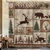 hometrixx Retrò Cervo Tenda da Doccia 180x200 cm Fattoria di Marrone Orso Foresta Cottagecore Poliestere Impermeabile Tenda Vasca da Bagno con 12 Ganci Lavabile in Lavatrice per Casa Hotel