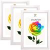 MG Design Set da 3 cornici portafoto A4 21 x 29,7 cm - Cornici in legno Bianco con vetri acrilici infrangibili, verticale e orizzontale, da appendere e da appoggiare
