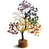 Zenith Gaia Pietra preziosa Chakra, albero della vita, filo d'argento, decorazione spirituale con 7 pietre curative Chakra, albero Feng Shui, armonia, prosperità ed energia, fatto a mano, circa 25 cm,