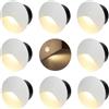 FWoche 8 Pezzi segnapasso led 3W 3000K Alu, Applique da Parete LED incasso per scale, 60mm IP44 luci scale con scatola da incasso illuminazione da parete, per Interno esterno giardino, guscio bianco