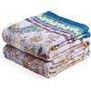 VANJOROY Coperta grande per divano e letto in 100% cotone biologico - 200x230cm, morbida e delicata sulla pelle, double-face con motivo floreale boho viola per divani a 2-3 posti, poltrone e