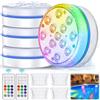 BARAKYEG Luci Piscina fuori Terra,4 Pezzi 13 LED Luci Piscina Impermeabile,luci led Subacquea con Telecomando, 16 Colori RGB Luce LED Sommergibili, per piscina,vasca idromassaggio,festa,SPA,Laghetto