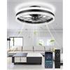 Litglobe Ventilatore da Soffitto con Luce,50cm Ventilatore a Soffitto con Telecomando e APP,Silenzioso Plafoniera con Ventilatore con 6 Velocità/Reversibile,3 Colori Dimmerabile,Tempistica
