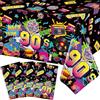 TYXIVO 4 pezzi di tovaglie anni '90 - Tovaglie per feste "Back to The 90's" - 130 x 218 cm - Tovaglie Hip Hop anni '90 - Decorazioni per feste a tema anni '90 - Articoli per feste di compleanno