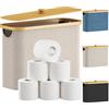 Lifewit Contenitore Carta Igienica, Cesto Porta Carta Igienica, Portarotoli Carta Igienica Scorta con Coperchio in Bambù, Organizer Bagno, Cestino Portaoggetti, Scatola, 23L, Beige