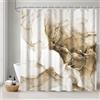 Uiiooazy Tenda Doccia Antimuffa, Tenda da Doccia 180x180cm Marrone Effetto Marmo Astratta Moderna Tende da Bagno Impermeabile Tessuto Lavabile Poliestere Tende per Vasca da Bagno con 12 Anelli