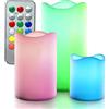 Retoo Candele LED RGB Senza Fiamma - Set da 3 Con Telecomando, a Batteria, Cambiano Colore - Decorazione per Natale