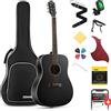 Donner Chitarra Acustica Kit 41 Pollice Chitarra Folk 4/4 Dreadnought Chitarra Set per Adulto Principiante Studente con Custodia Corde Plettri Capotasto Cinghia Nero