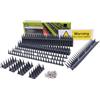 S4U Spikes da parete e recinzione in plastica, con punte alte, per gatti, uccelli, piccioni, deterrente per giardino, 44x4.3x3.8 cm, segnale di avvertimento incluso (12 grigio)