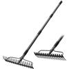 Sempicad Rastrello da giardino, rastrello robusto per allentare il livellamento del pavimento, con manico lungo 150 cm e 17 pinze, ideale per raschiare foglie di erba e alberi