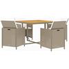 vidaXL Set da Pranzo da Giardino 5 pz con Cuscini Beige in Polyrattan