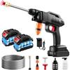Keleef Idropulitrice ad alta pressione a batteria, 200 bar, 21 V, pulitore ad alta pressione mobile con ugello 3 in 1, pistola ad alta pressione da 5 m per tubo da giardino, batteria da 1500 W, per auto