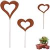 HUIHAOEU 3 Pezzi Decorazione da Giardino Sculture a Forma di Cuore con pali di ferro Spina in Effetto Ruggine per Giardino Terrazza Balcone