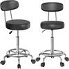 Rcynview 2 Sedia Ufficio con Ruote Sedia Girevole Scrivania Senza Braccioli Sgabelli Cucina Imbottito Rivestito Schienale Similpelle Cromato, Sgabello Bar Altezza Regolabile Sgabello Estetista, Nero