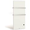 CREATE / WARM TOWL CRISTAL / Portasciugamani elettrico bianco in vetro con Wi-Fi, 600 W, telecomando, doppio gancio, display LED, timer settimanale e 24 ore, connettività App, protezione IP34
