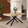 Wiuzo Tavolo da pranzo allungabile, 140/180 x 80 x 76 cm, adatto per 6-8 persone, forma destra, tavolo ispessito, gambe in metallo, tavolo per sala da pranzo, cucina, soggiorno (colore quercia)