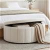 tectake® Panca Contenitore 108x48x40 cm, Pouf Contenitore con Vano Portaoggetti, Cassapanca con Seduta Comoda e Imbottita, Design Compatto per Ingresso, Salotto o Camera da letto - Bouclé crema