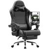 Dowinx sedia da gaming ergonomica con massaggio e poggiapiedi, poltrona gaming reclinabile 150°, braccioli regolabili, sedia ufficio imbottita, portata 180 kg, Nero