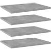 vidaXL Ripiani per Libreria 4pz Grigio Cemento 40x30x1,5cm Multistrato