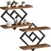 Wapasezyar Set di 2 mensole da parete sospese, in legno e metallo, per soggiorno, camera da letto, cucina, ufficio, marrone rustico e nero (2, quadrato)