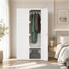 CXHLXYR Armadio per camera da letto, 69 x 50 x 136 cm, armadio da armadio portatile con 6 ante e 5 vani, 1 gamba, mobile per camera da letto e armadietti, pieghevole, con bar (bianco, 69 x 50 x 136)